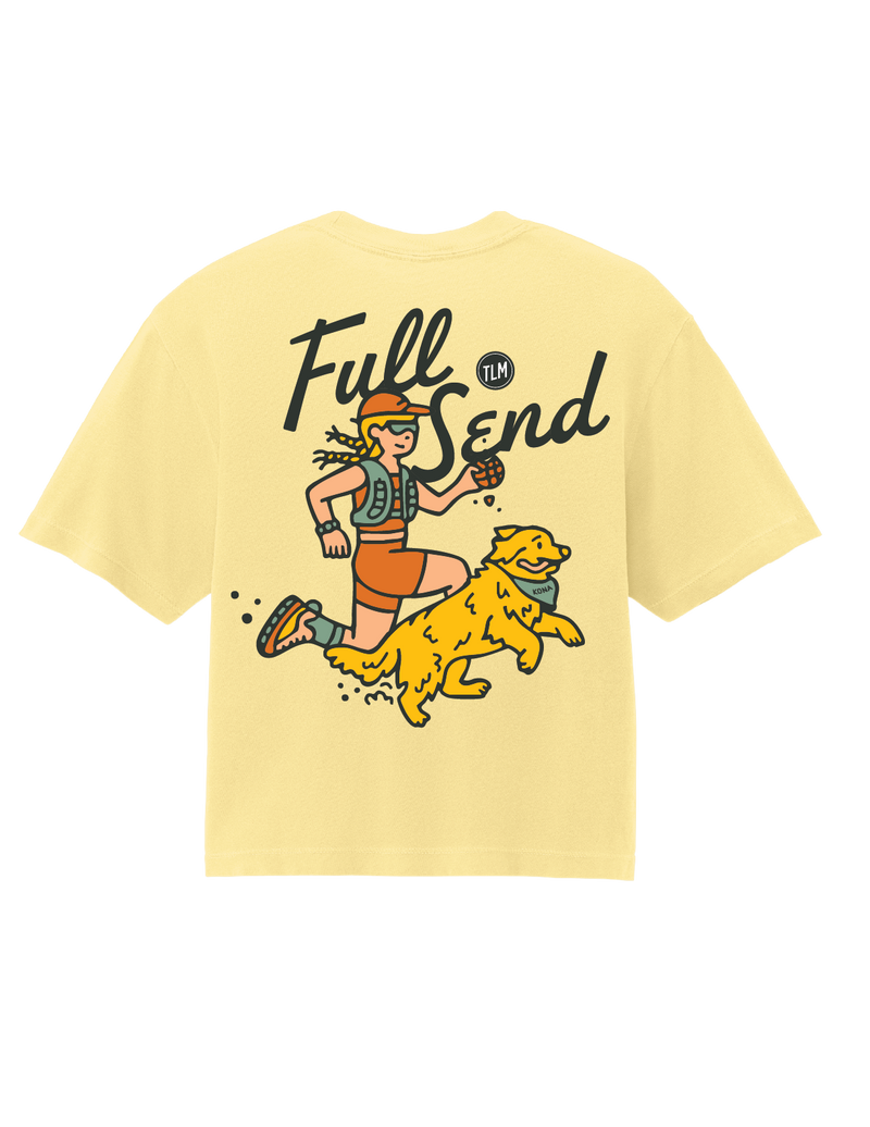 [Pre-Order] RUNNING FULL SEND - Women's Heavyweight Boxy T-Shirt