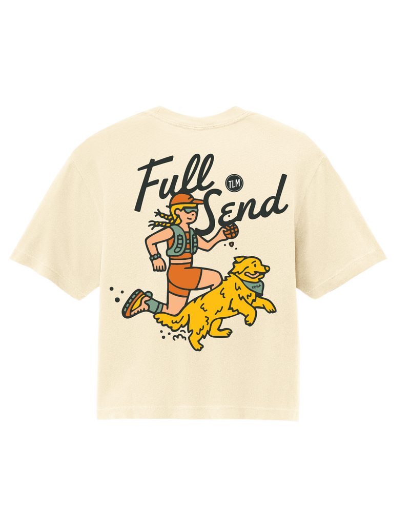 [Pre-Order] RUNNING FULL SEND - Women's Heavyweight Boxy T-Shirt
