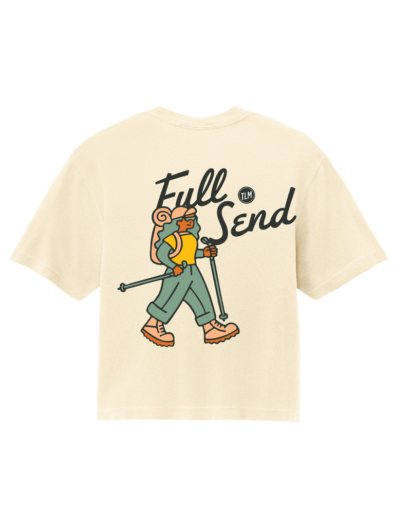 [Pre-Order] HIKING FULL SEND - Women's Heavyweight Boxy T-Shirt