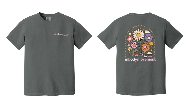 MBODYMOVEMENT FLOWERS: Comfort Colors - Garment-Dyed Heavyweight T-Shirt in Pepper